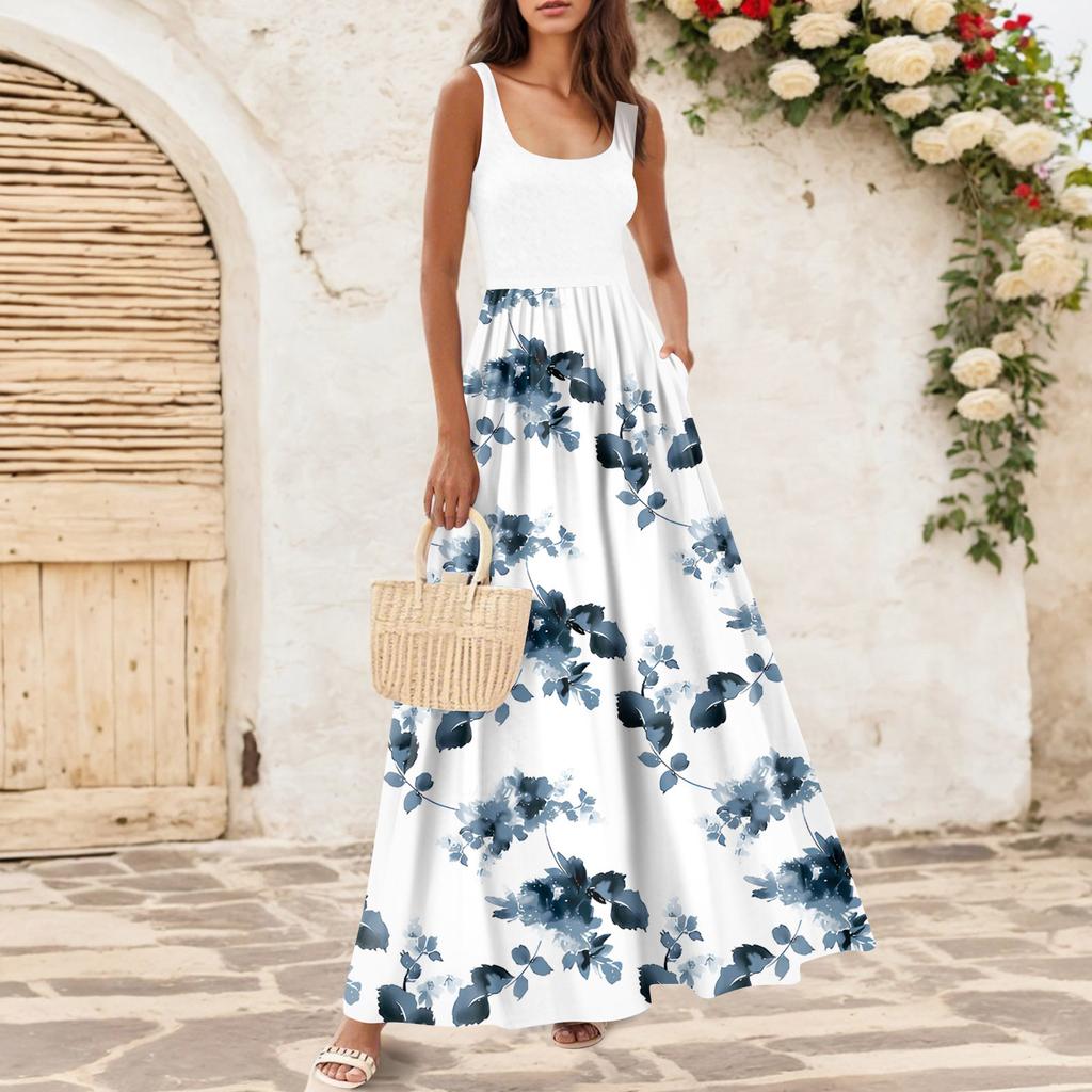 Women's Flowing Dresses Women's Summer Dresses Casual  Long Dresses Cute Floral Long Dresses