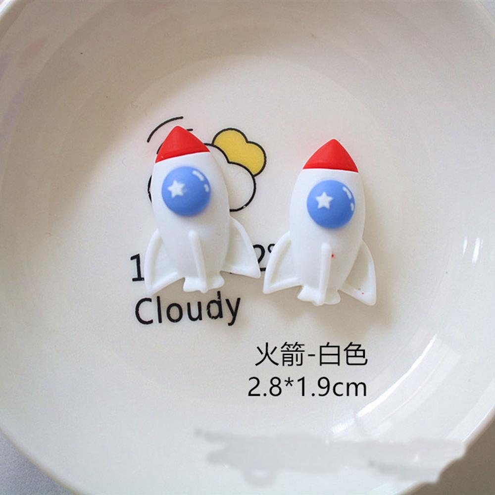 10Pcs New Cute Resin Mini Cartoon Rocket Astro Planet Series Flat Back Manicure Parts Embellishments For Hair Bows Accessories