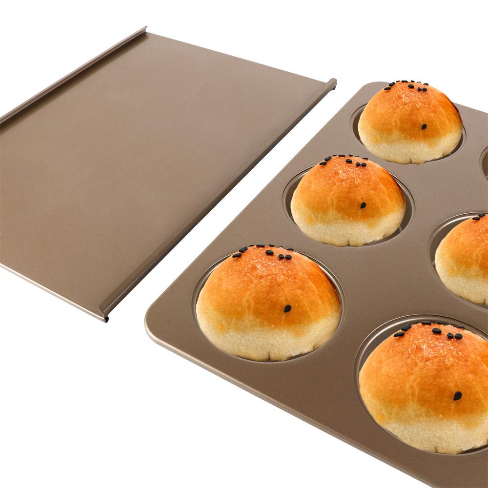 Carbon Steel Kitchen Easy To Release Non-stick Baking Tool Hamburger Bun Mold Loaf Pan Muffin Tray