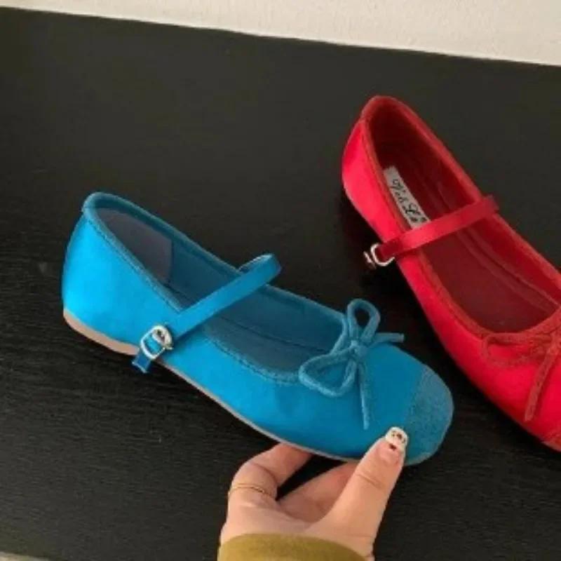 Women Flat Shoes Fashion Round Toe Shallow Slip On Ladies Soft Ladies Mary Jane Ballerinas Flat Heel Casual Ballet Sho