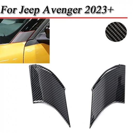 Exterior Front A-pillar Panel Frame Trim Cover For Jeep Avenger 23+ Carbon Fiber