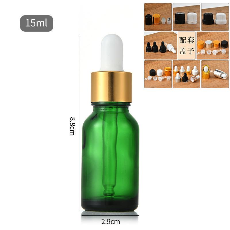 5-100ml Green Glass Essential Oil Bottle, Light-Resistant Refillable Dropper, Empty Serum Blending Container
