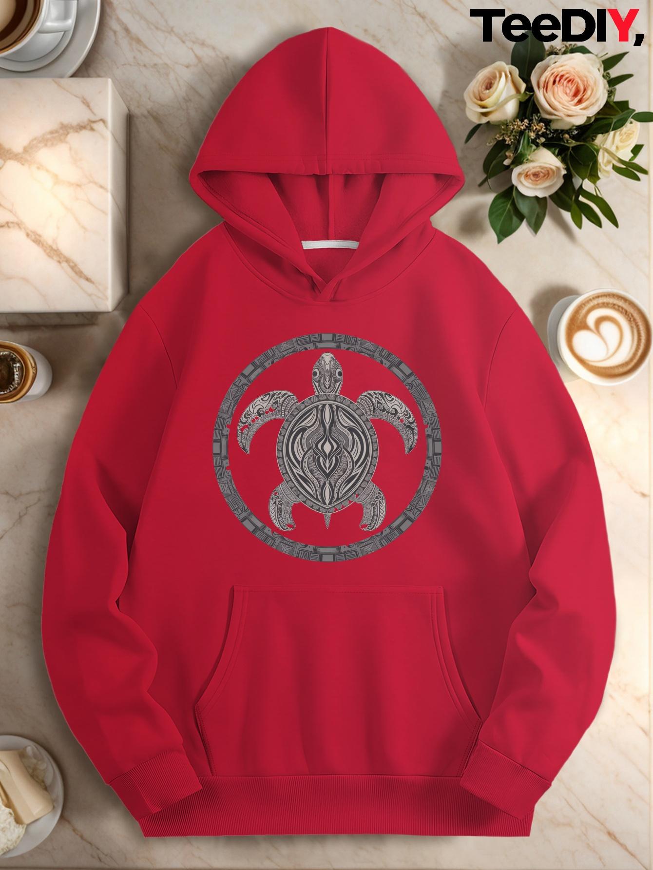 

Полинезийская черепаха племенное искусство женские толстовки XXL красный