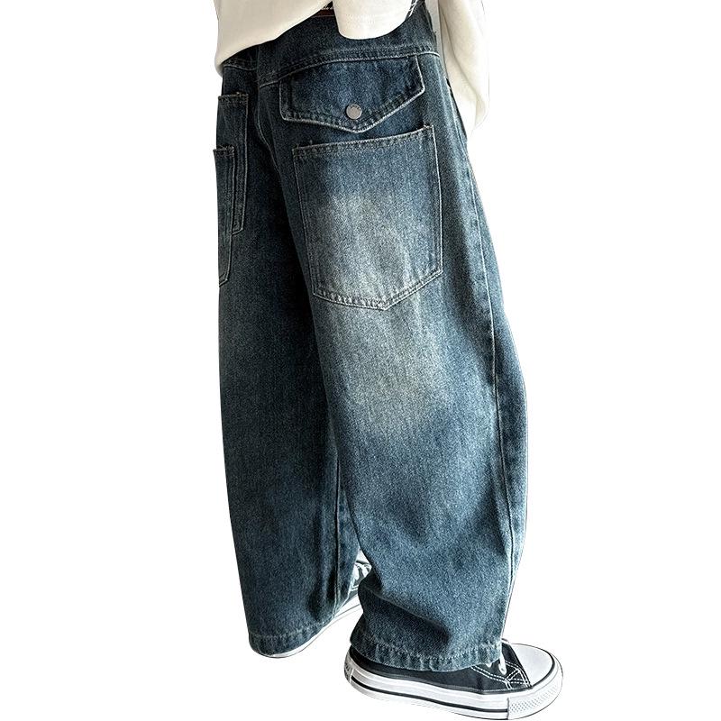 Boys' Trendy Soft Denim Jeans - 2025 Spring/Autumn Straight-Leg Loose Pants, Korean Style Children's Trousers.