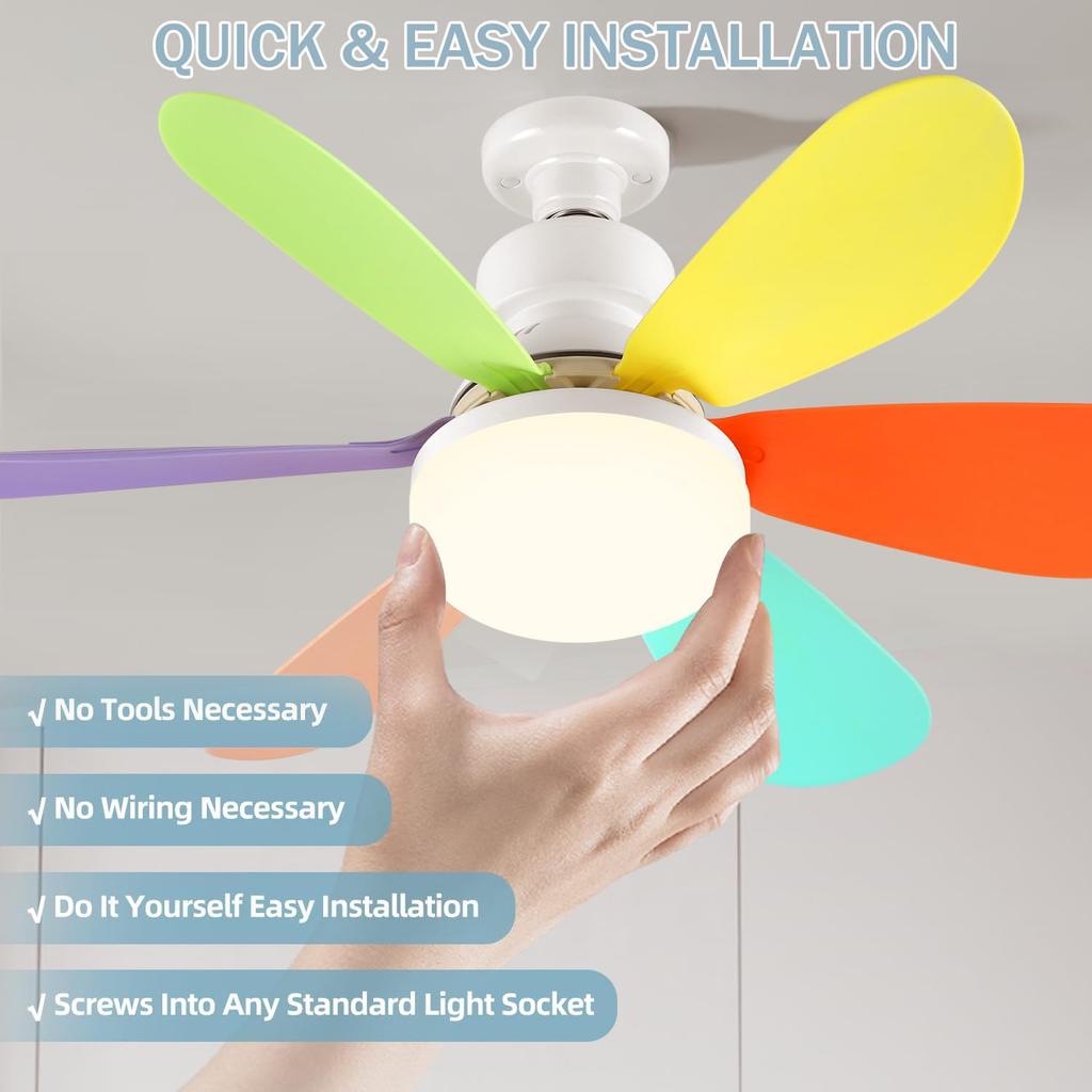 E26 E27 Base LED Home-use Ceiling Fan Light with Wireless Remote 42cm Smart Quiet Fan Light for Room Office Study Kitchen