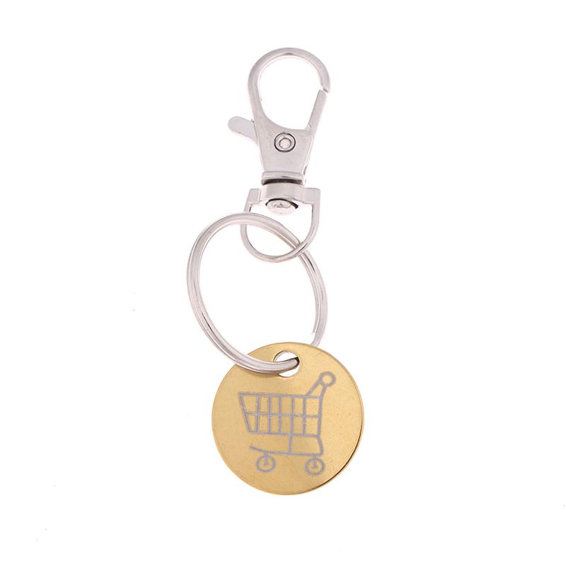 Shopping Trolley Tokens Key Ring With Carabiner Hook Mini Metal Supermarket Cart Remover Coin Label Keychain For Unisex