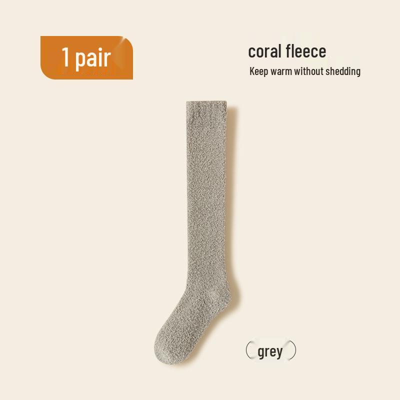 Women's Thick Coral Fleece Mid-Tube Socks: Warm, Non-Shedding, Solid Color – Perfect for Maternity and Floor Wear