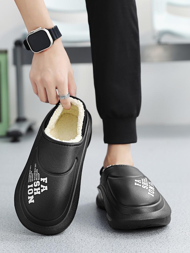 Warm fashion women's cotton shoes foreign trade heel waterproof bag cotton slippers men's winter confinement shoes home thickened outer wear