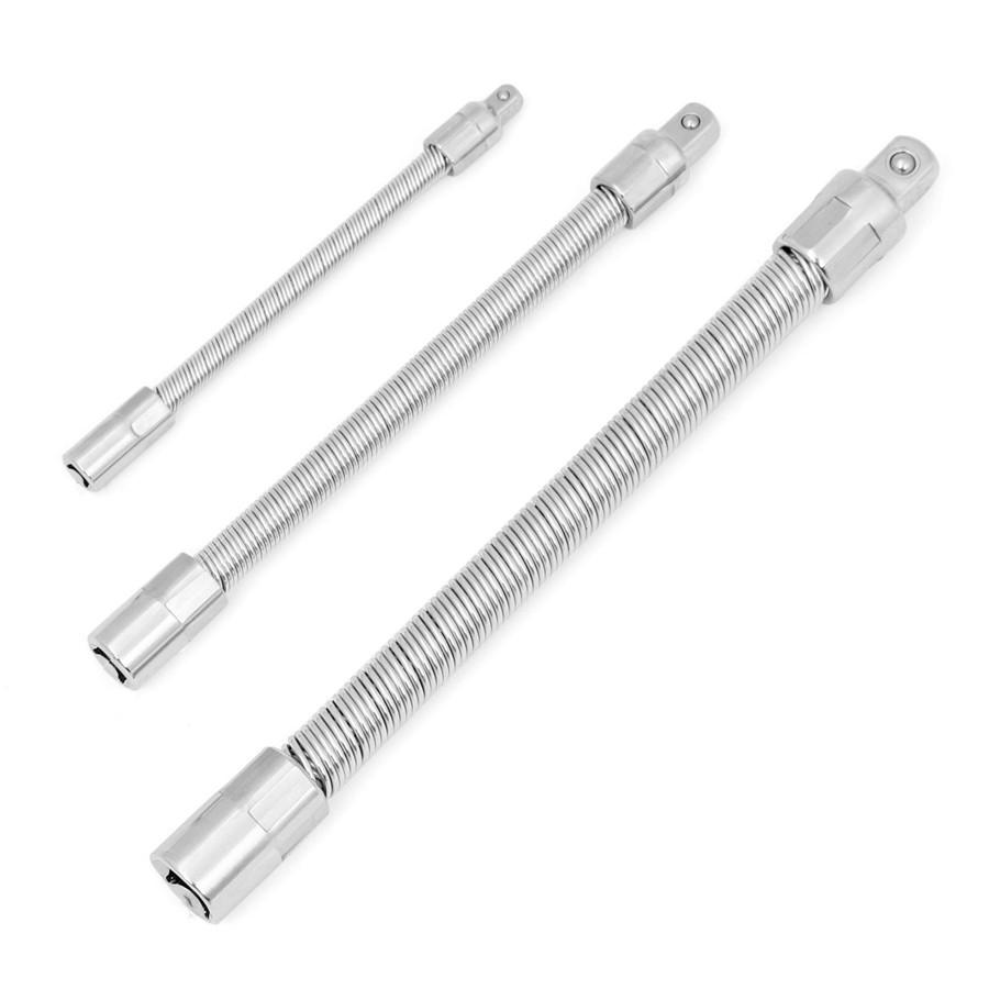 

3pcs Flexible Socket Extension Bar Ratchet Wrench Repair Tool 1/4 3/8 1/2