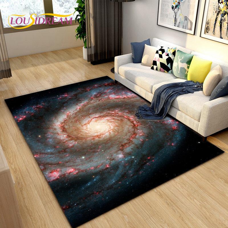 Tappeto Area Stelle Spazio Universo Galassia, Tappeto per Soggiorno Decorazione Camera dei Bambini, Tappetino Antiscivolo per Gioco e Gattonamento Bambini