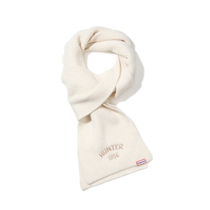HUNTER [UNISEX] Ribbed Knit Cashmere Scarf - Ivory HBW0001CNZIVO