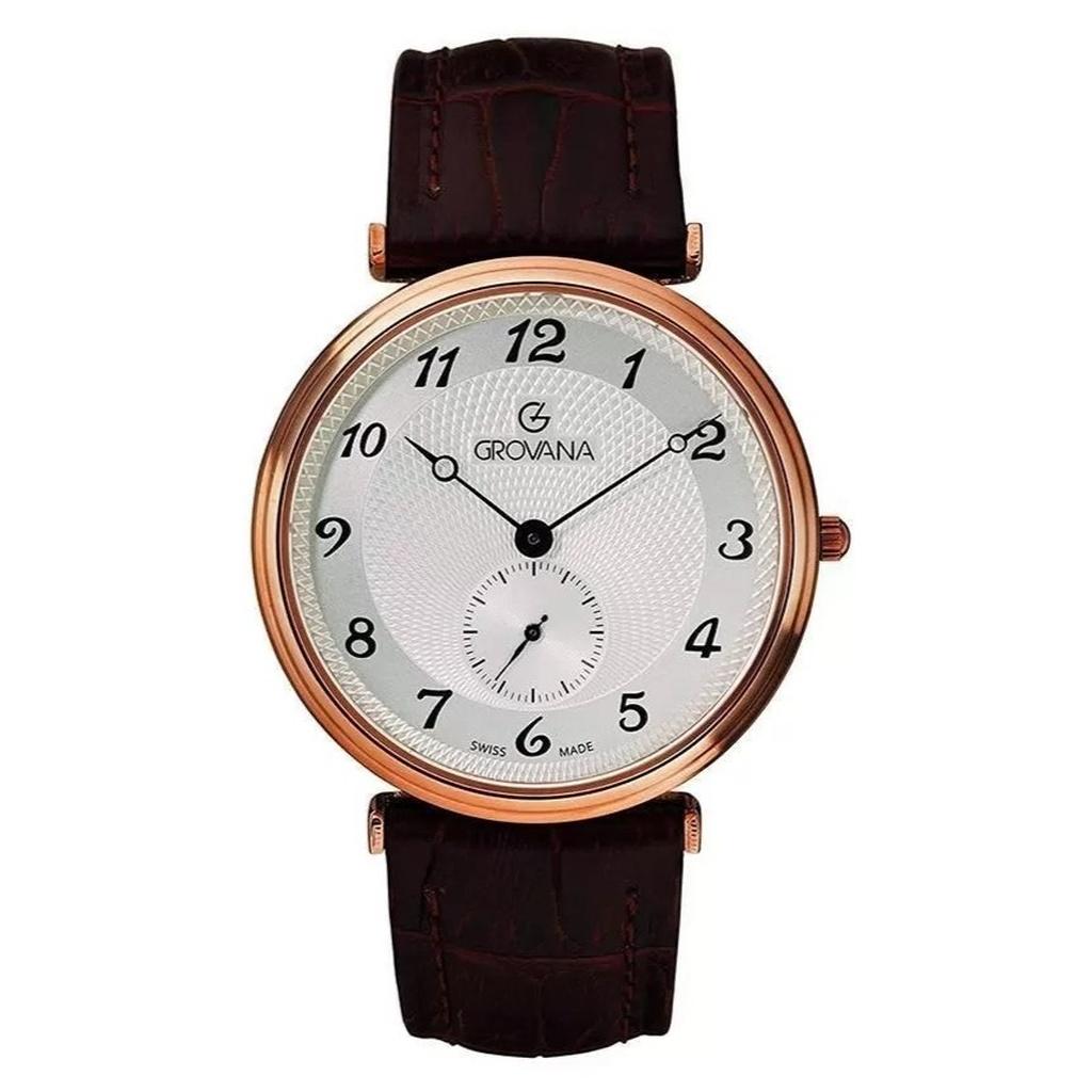

Grovana Belleville Шкіряний ремінець Сріблястий циферблат Кварцовий 1276.5562 Чоловічий годинник срібний