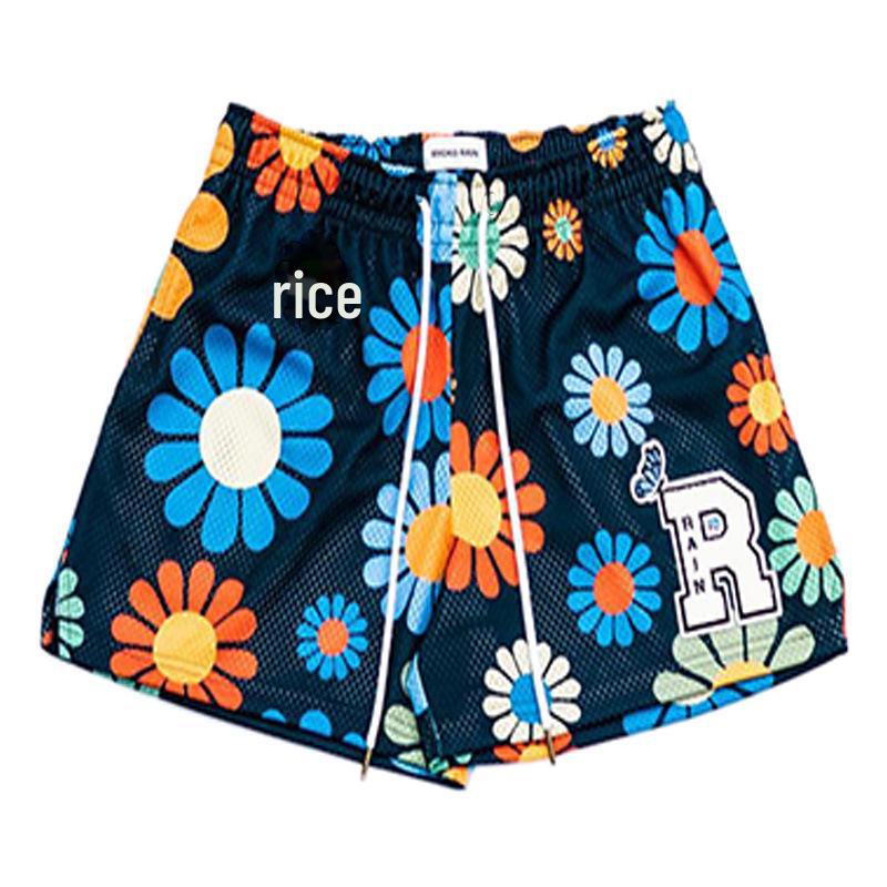 

Баскетбольные шорты унисекс из сетчатой ткани с цветочным принтом, быстросохнущие, длиной до колена XXXL темно-синий