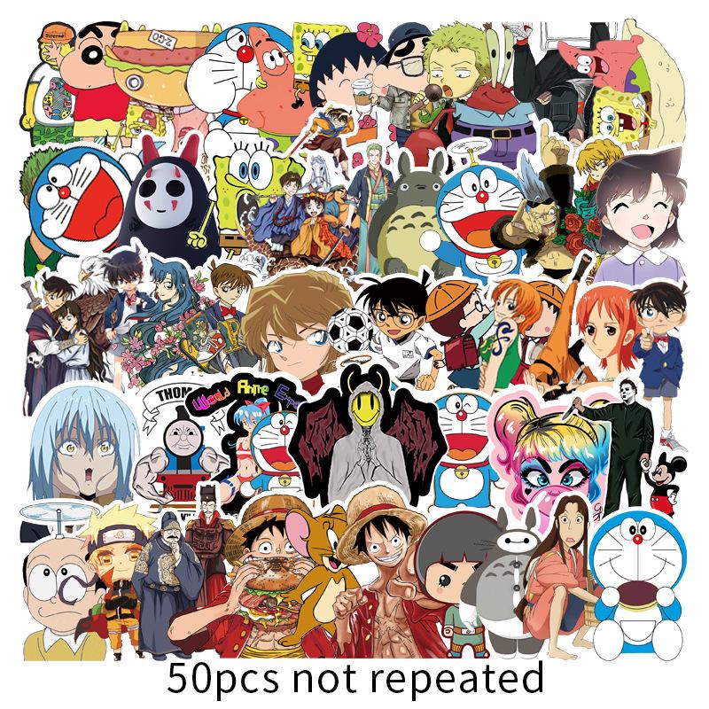 Waterproof Anime Cartoon Stickers for Car, Tablet, Skateboard, Suitcase - 50 Sheets