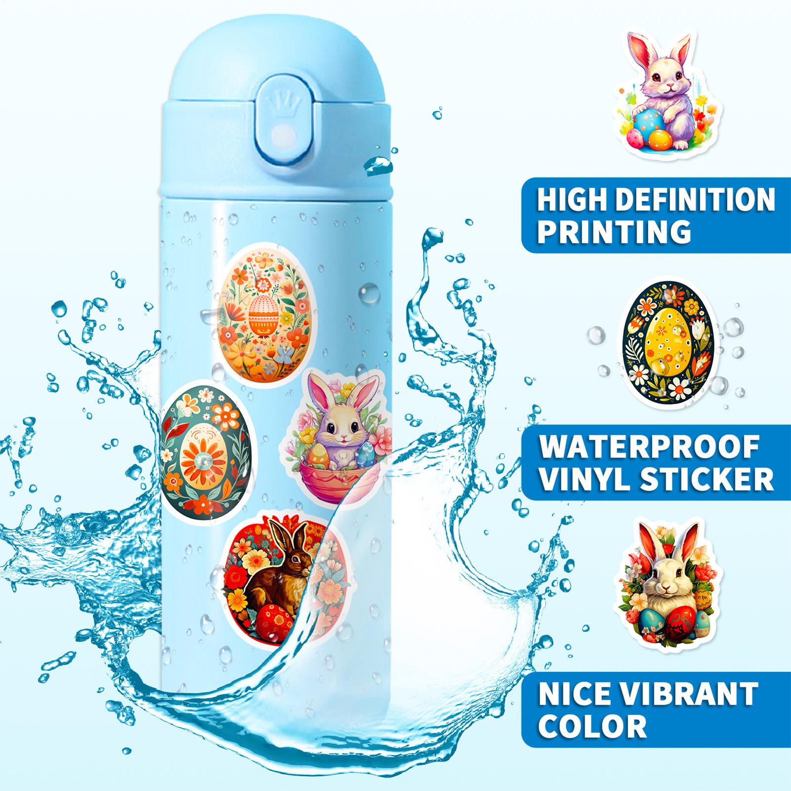 Easter Egg Stickers 50X Waterproof Decals With Easter Animal Non-repetitive Element Easter Holiday Stickers For Kids Teens Girls CN