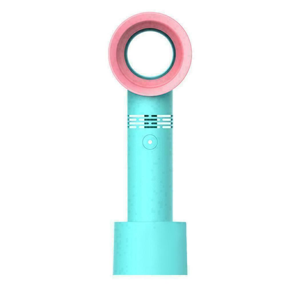 Portable Handheld Bladeless Fan With Led Indicators 360 Degrees 3 Speeds Mini Cooling Fan