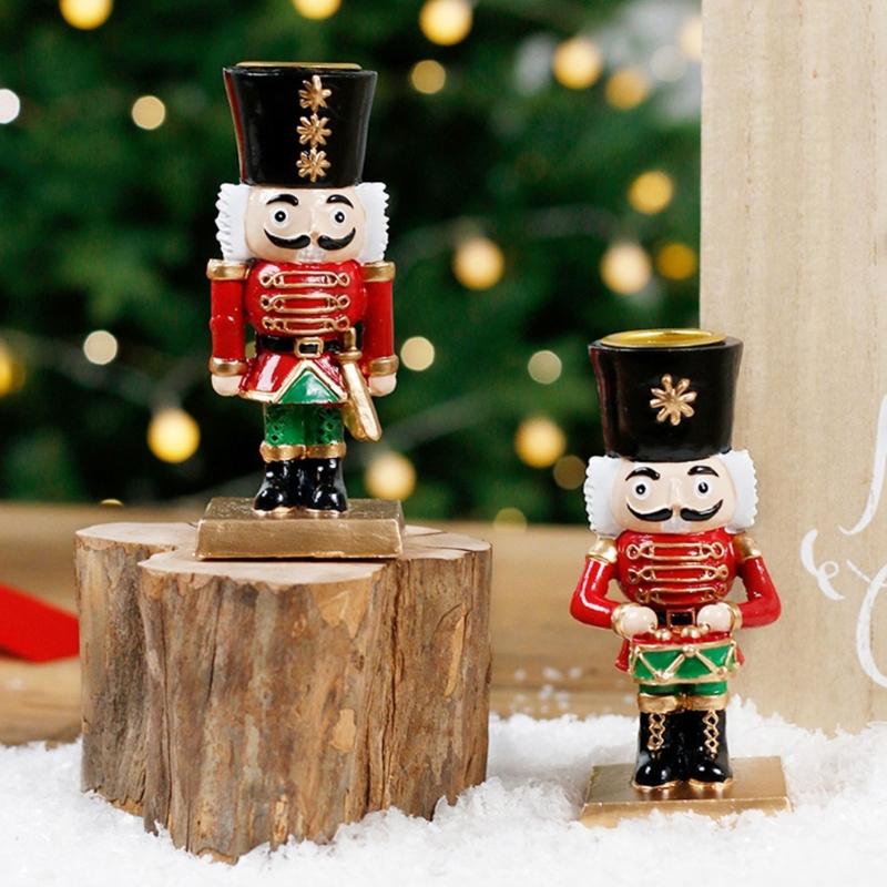 Christmas Nutcrackers Ornament Nutcrackers Figures Candle Holders Table Centerpieces Home Decors for Fireplaces Shelf
