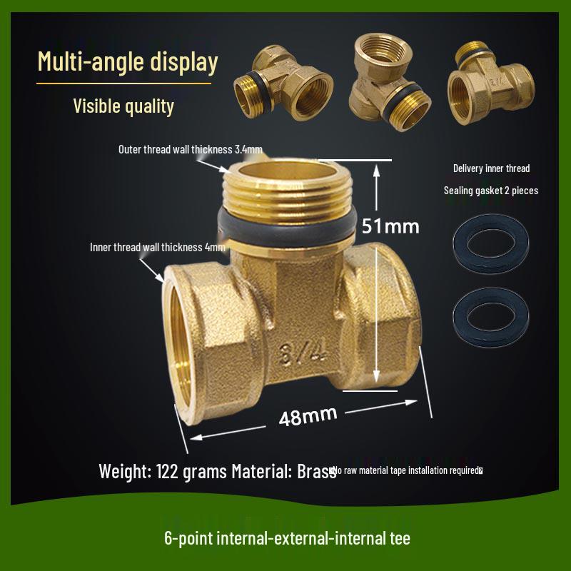 Copper Union with Inner/Outer Threads, Double Inner Thread Water Heater Connector Tee/Elbow Nipple, 46mm & 1" Thread, Different Diameters.