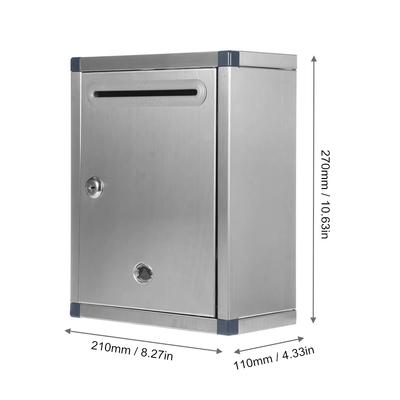 Waterproof for Home Ornament Decor Vintage Mailbox Stainless Steel Lockable Secure Mail Letter Post Box Wall Mount Post Box