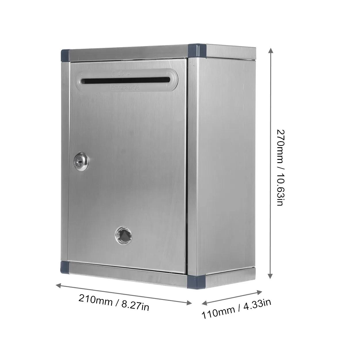 

Waterproof for Home Ornament Decor Vintage Mailbox Stainless Steel Lockable Secure Mail Letter Post Box Wall Mount Post Box