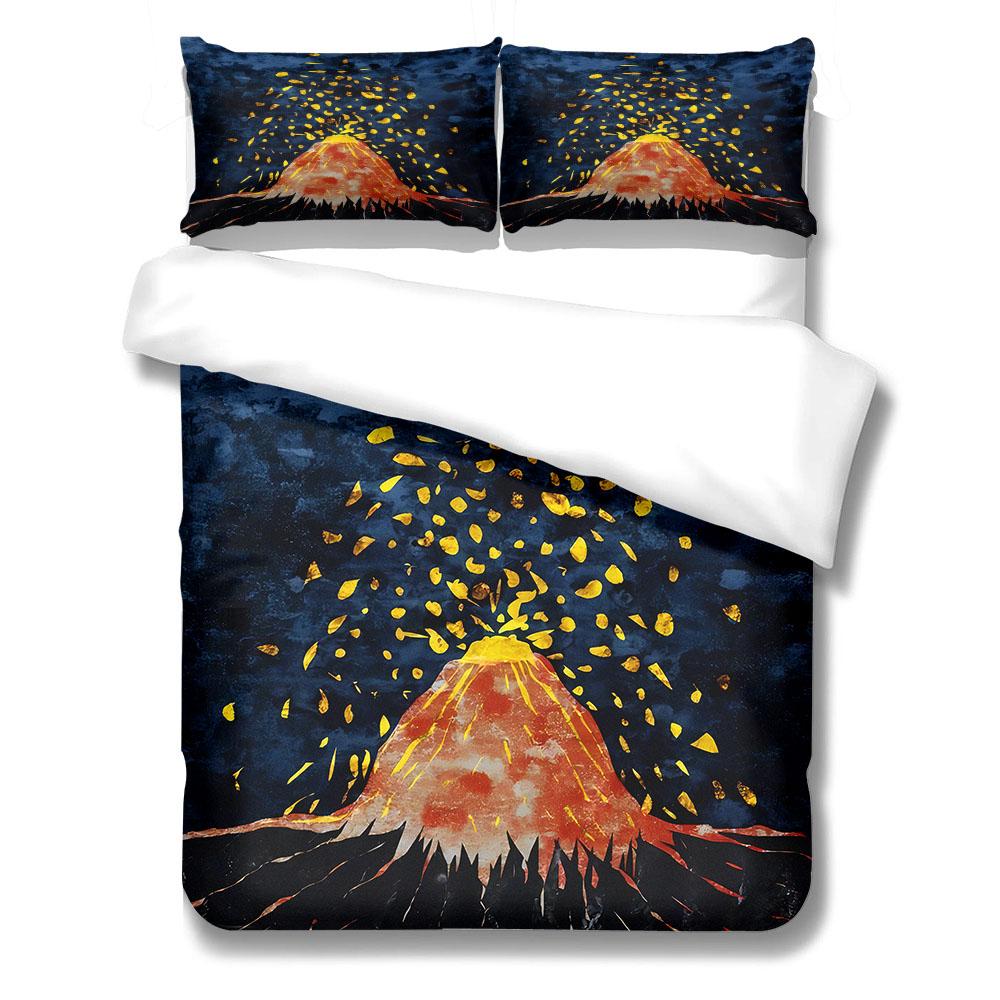 

Volcano Erupting Bedding Set King Queen Double Full Twin Single Size Duvet Cover Pillow Case Bed Linen Set 140x210cm