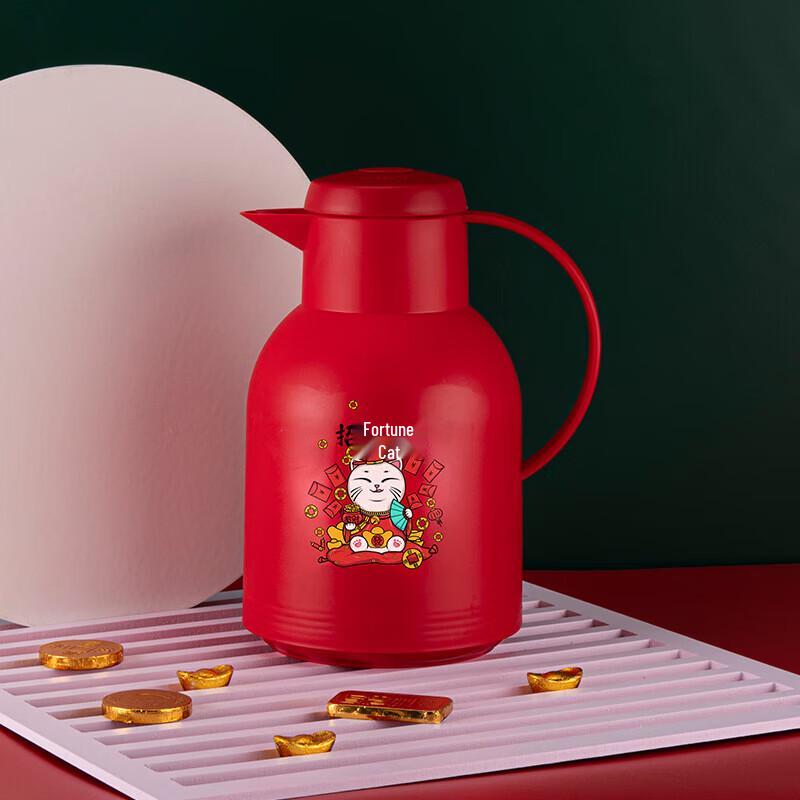 Lucky Cat 1000ml Glass Insulated Kettle Set