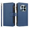 For Xiaomi Redmi Note 15 Pro+ 5G Leather Case 9 Card Slots Zipper Wallet Stand Phone Cover with Wrist Strap