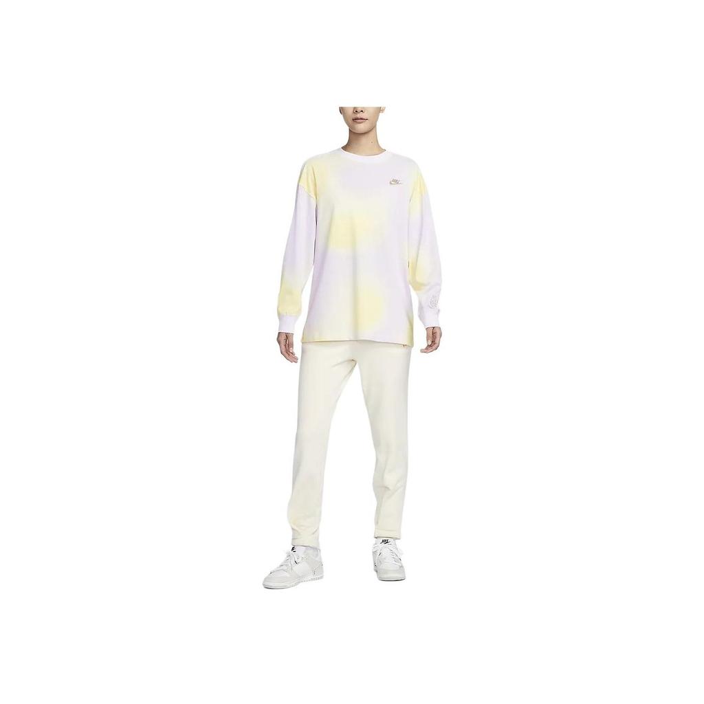 Nike Gradient Print Crew Neck Long Sleeve T-Shirt Women Tops Light-Purple FZ6566-512