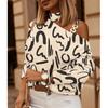 Damen Frühling Neue Mode Kontrast Farbe Diagonal Schulter Kette Hängenden Hals Print Top