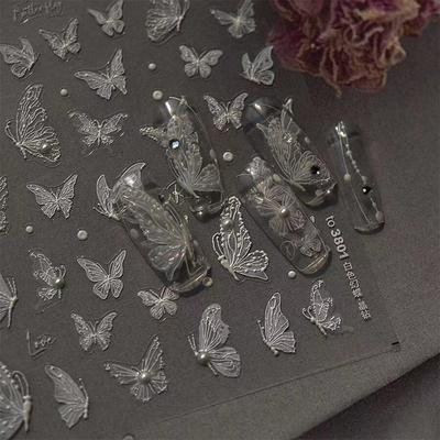 Butterfly Shape Nail Sticker With Diamonds Stereoscopic Relief Decal Adhesive Nail Art Salon Diy Nail Art Enthusiasts