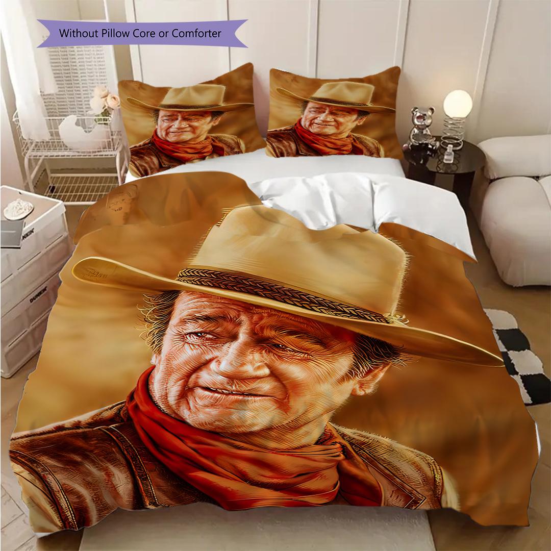 

John Wayne s Art Painting bedding, duvet cover, pillowcase, home decoration, birthday gift (1 * duvet cover+2 * pillowcase, coreless) 135x200cm