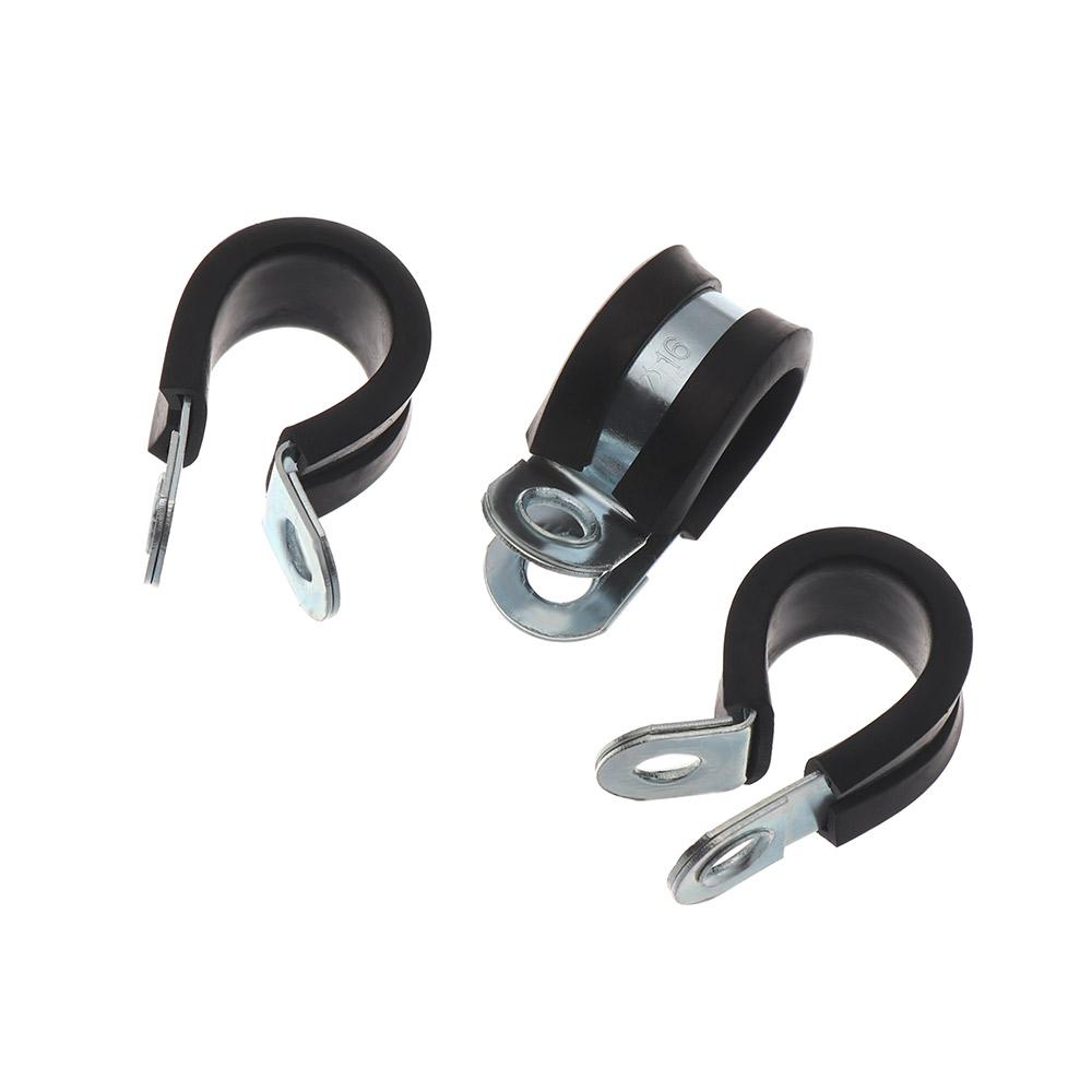 10Pcs Rubber Lined P Clips Wiring Hose Clamp Pipe Cable Mounting Fix Fasteners Hardware Electrical Fittings 6-50mm
