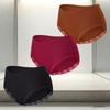 FINETOO 3Pcs/Set Women's Cotton Patchwork Lace Underwear Solid Color High Rise Ribbed Underpants Soft Breathable Panties Female Lingerie