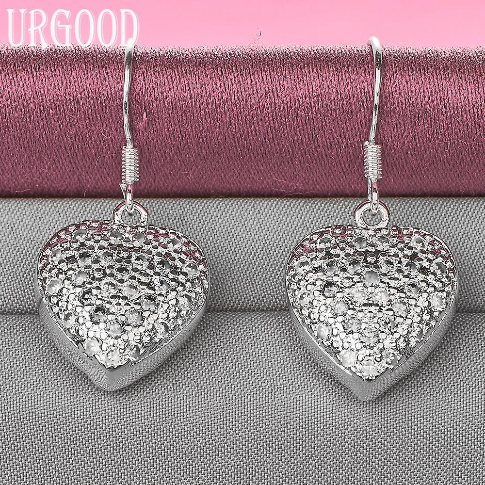 925 Sterling Silver Heart AAA Zircon Earrings Wedding Jewelry