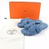 Great HERMES Sandals Oran Mules Flats blue Mouton Women 35 Used