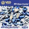 VDD K9 Glas Kristall Strasssteine: Gemischte Formen & Größen, Handgenäht, Hochwertige DIY-Kleidungsdekorationen, Knöpfe mit flacher Rückseite.