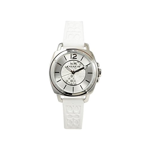 COACH Boyfriend 34mm Women's Watch, Silver/White Stainless Steel with Silicone Rubber, 14502093