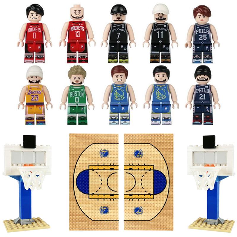 Set da Pallacanestro Blocchi da Costruzione Canestro da Pallacanestro Base per Campo da Pallacanestro Giocattolo a Particelle Piccole Sacchetto