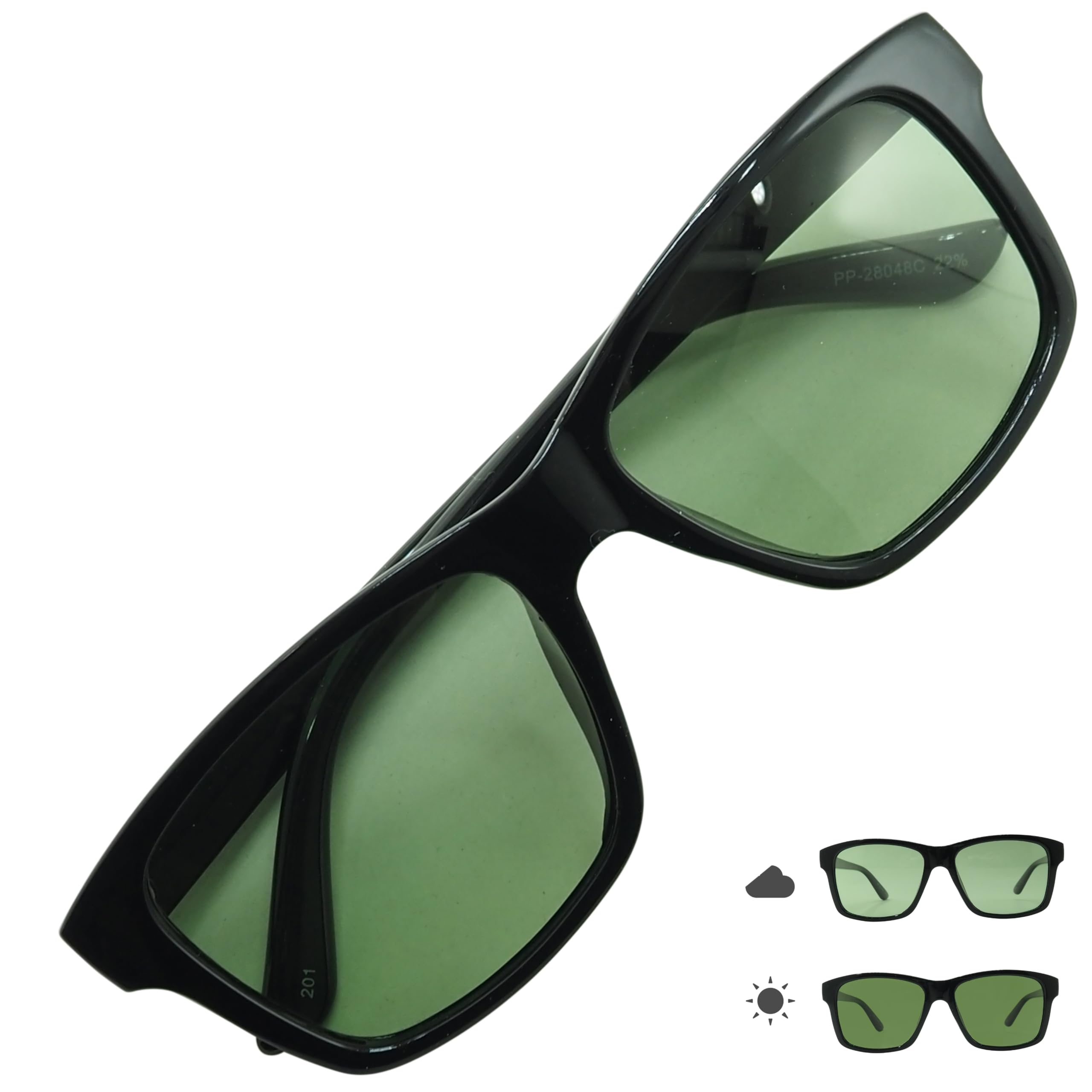 

28048HC Polarized Photochromic Sunglasses for UV Darkens Black Cell [OTC.web] Men, Wellington, Stylish, Cool, Protection, Color, (C-S Black/GN