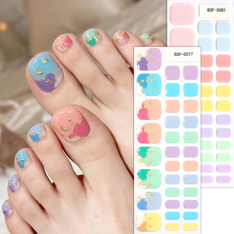 Popular Style New 3D Waterproof Nail Sticker Plastic UV Free Nail Wraps Toe Wraps