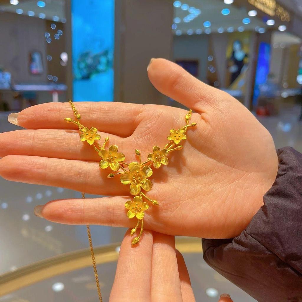 Shajin Blühende Halskette: Damenanhänger aus simuliertem Gold, luxuriöser High-End-Hochzeitschmuck.