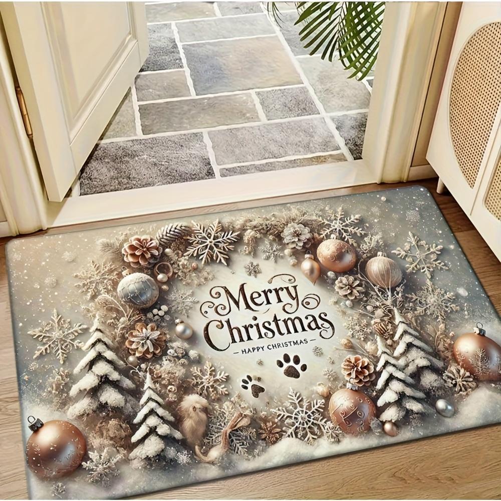 1Pcs Anti Fatigue Kitchen Rugs, Christmas Cedar Tree Print Waterproof Non-Slip Thick Cushioned Kitchen Mat Heavy Duty Comfort Standing Mat for Kitchen