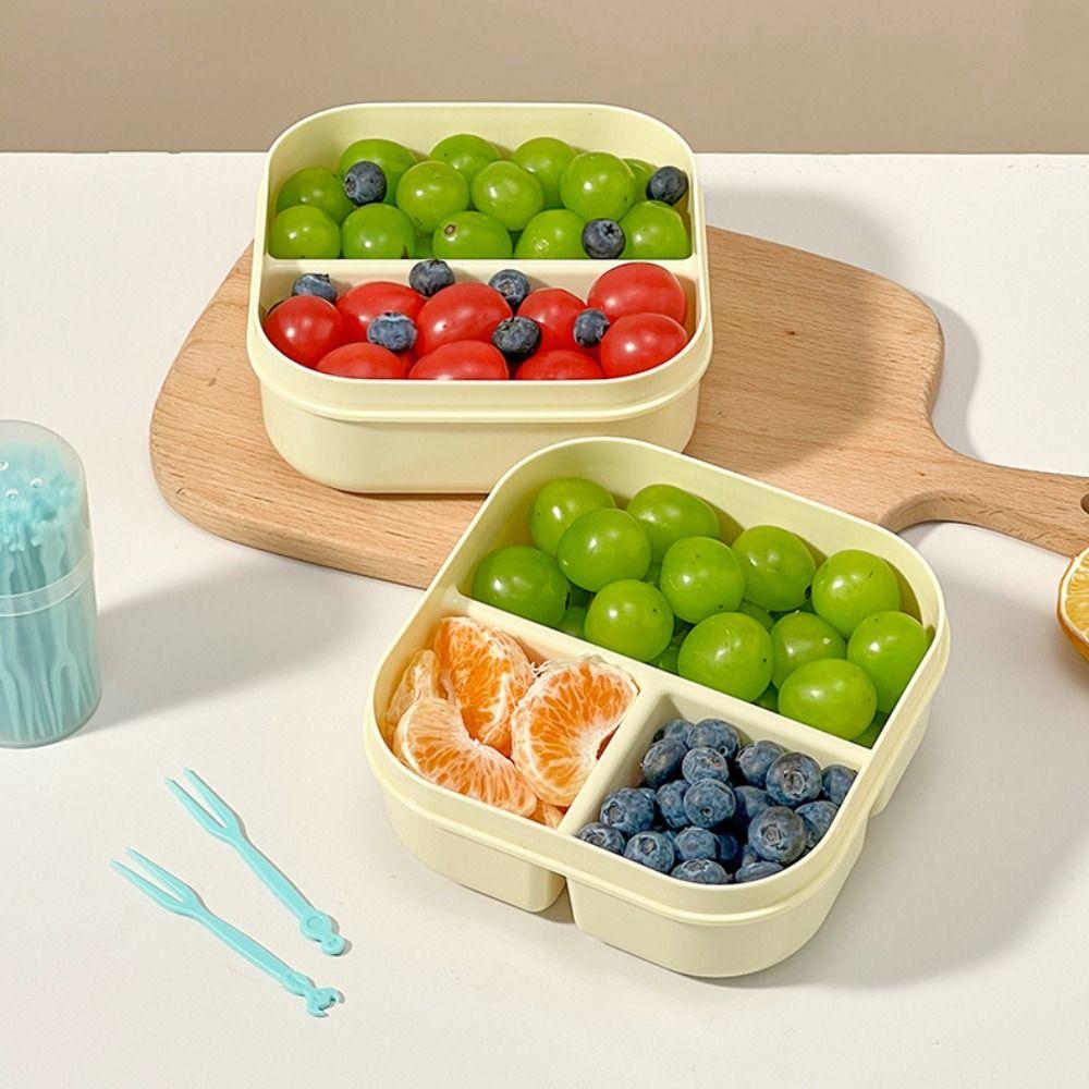 Contenedor Portátil para Ensalada de Frutas Apto para Microondas Bandeja de Comida para Viajes Plato de Almuerzo Dividido Trabajadores de Oficina