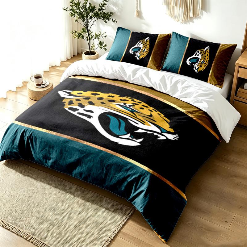 Jacksonville Jaguars 3pc Duvet Cover Set Simple Modern Bedding Set Wrinkle Resistant Soft Fabric All Season Use a perfect gift