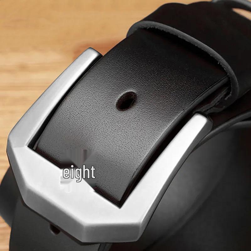 Men's Retro Genuine Leather Belt - Pin Buckle Cowhide Waist Belt for Business and Casual Wear, Suitable for Middle-Aged and Young Men.