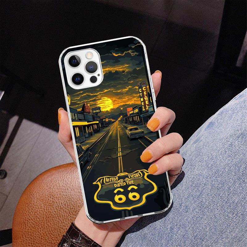 America Route 66 Phone Case For iPhone 17 Air 16 Pro Max 16E 15 + 14 Plus 11 12 13 Mini 7 8 SE Gift Print Cover Fundas