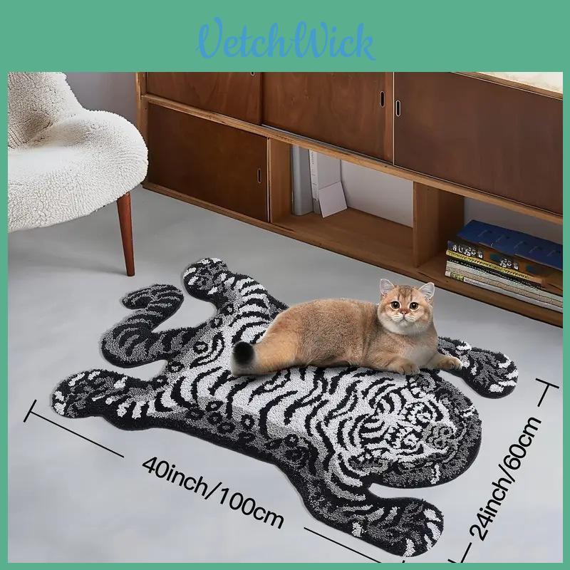 Tappeto da pavimento in finta cachemire con stampa tigrata e design sagomato per la camera da letto