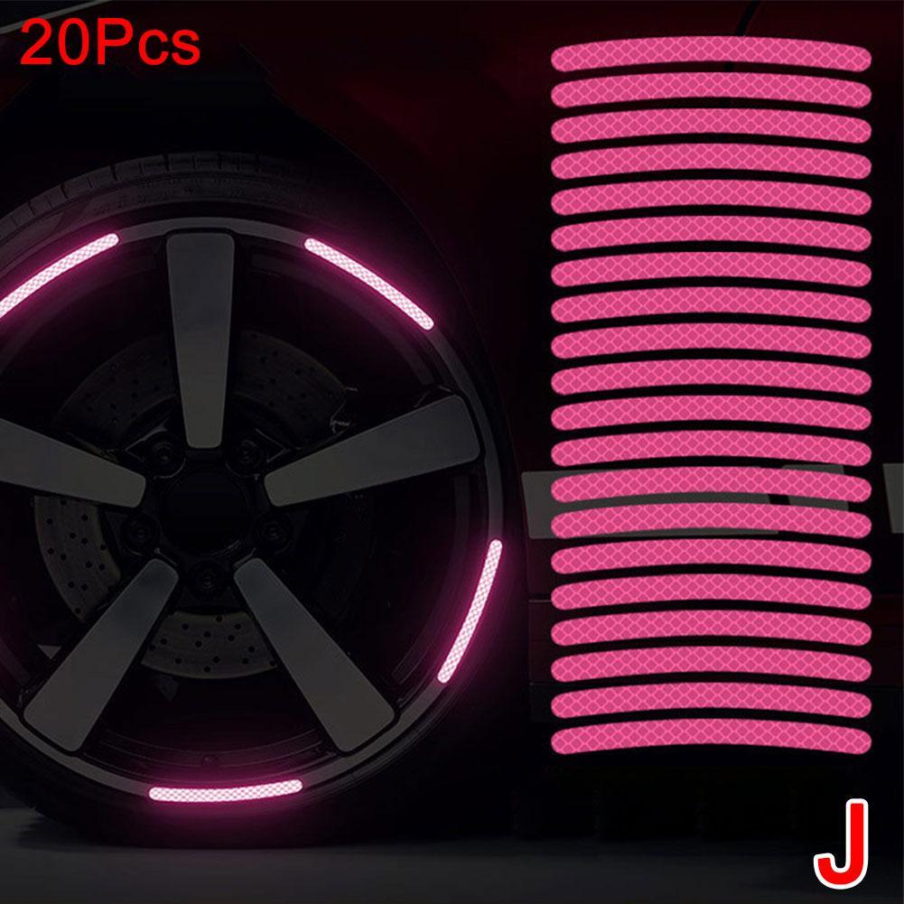 20Pcs Motorcycle Wheel Reflective Stickers Night Safety Warning Strips Motorcycle Helmet Bike Hub Styling Night Reflector Decal