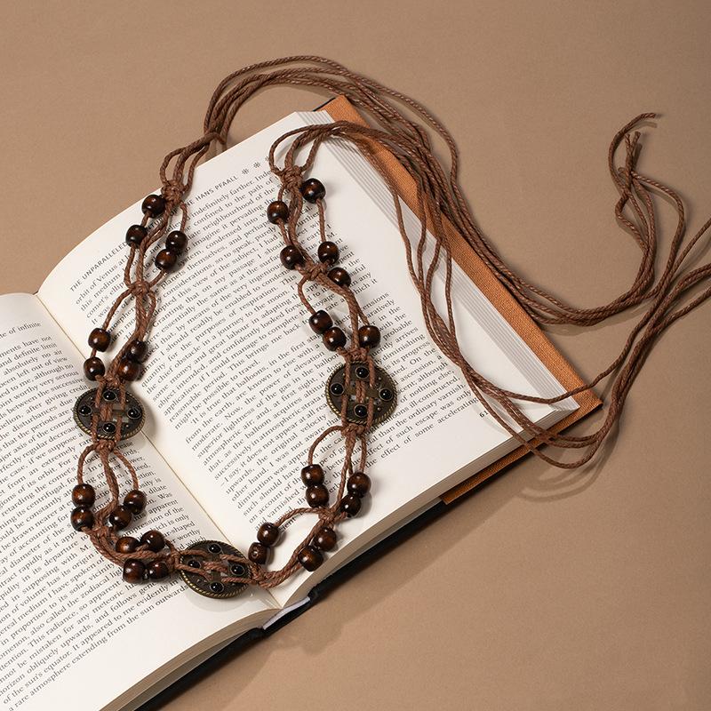 Bohemian retro style fringed waist chain women's exquisite hand-woven waist rope with skirt spring and summer ethnic style belt