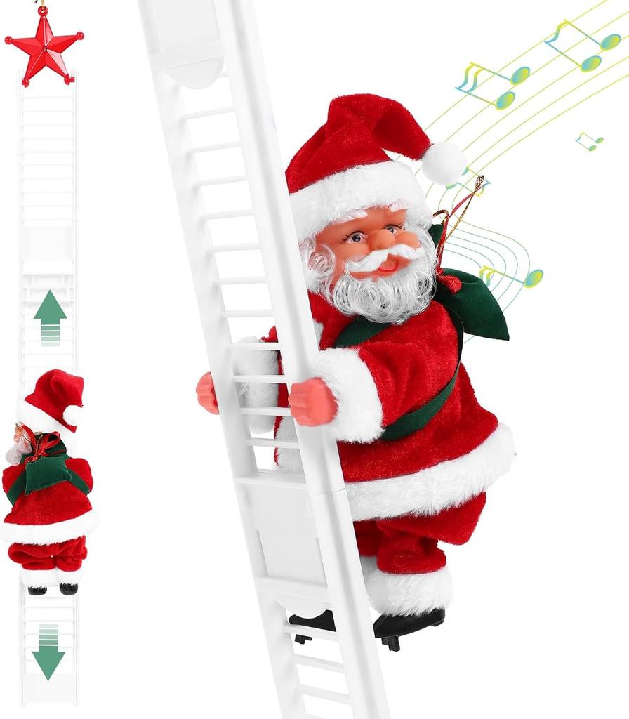 Santa Climbing Ladder Funny Electric Claus Rope Ladder Decoration Christmas Tree Decorations Hanging Ornaments for Party Door